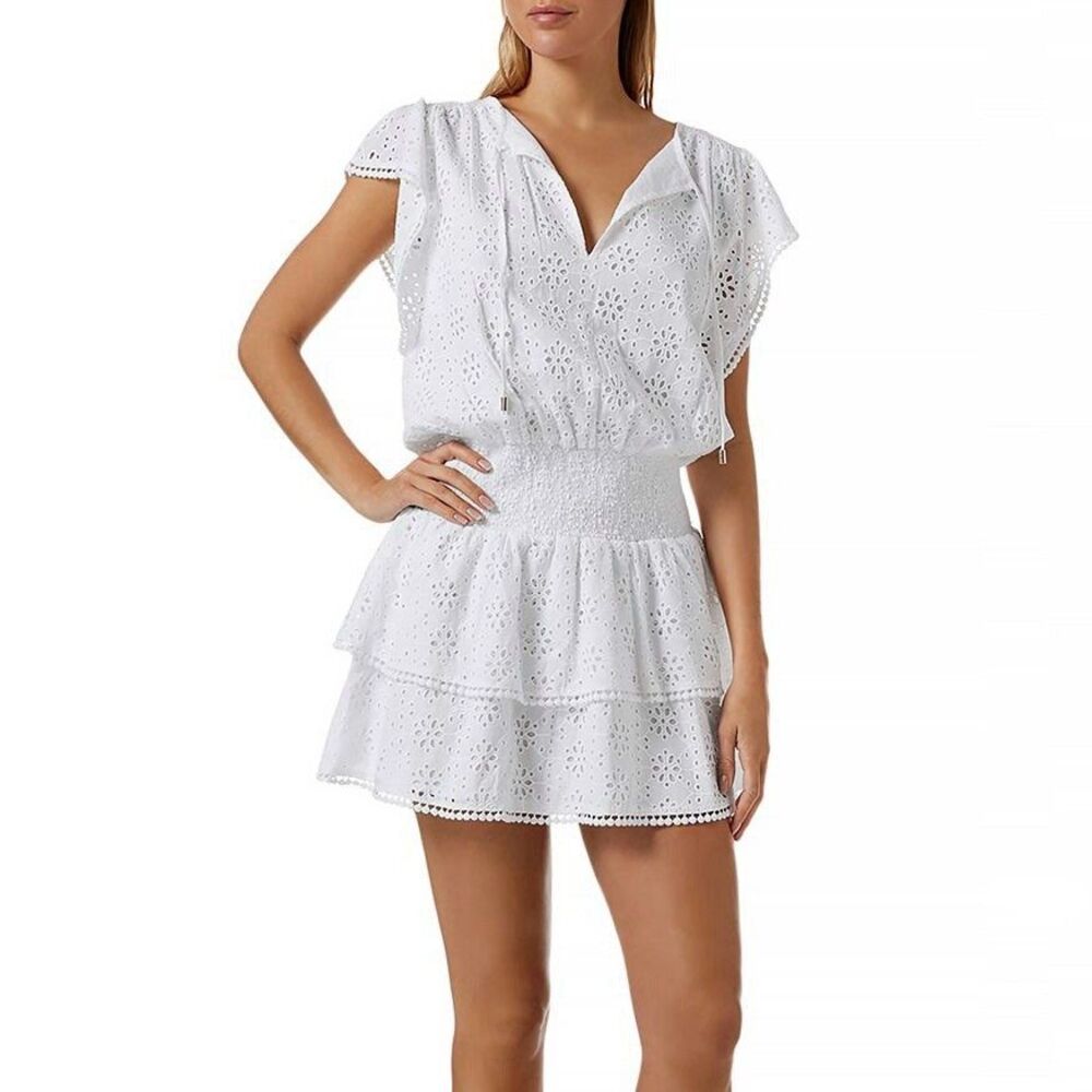 Melissa Odabash Keri Eyelet Cover-Up Dress In White Size Small $241